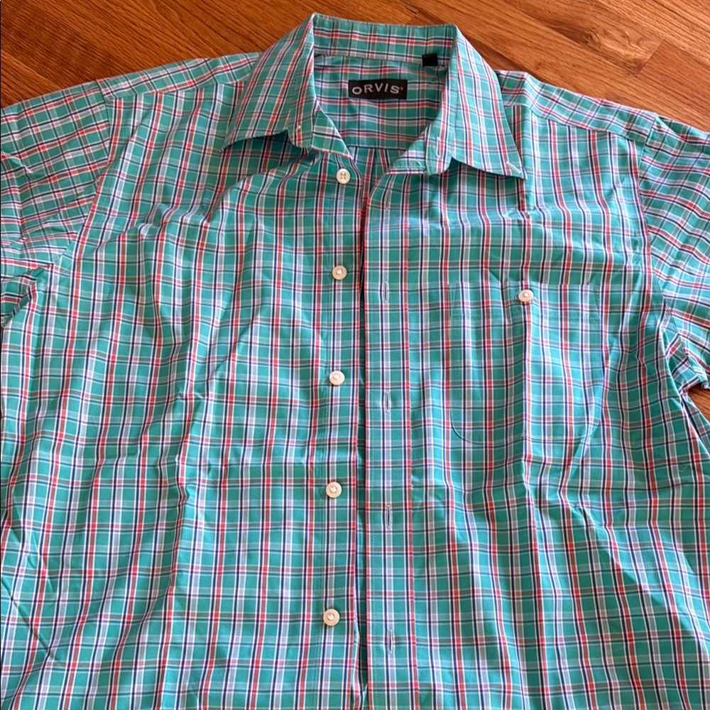 Orvis Blue and Green Casual Button Down Shirt